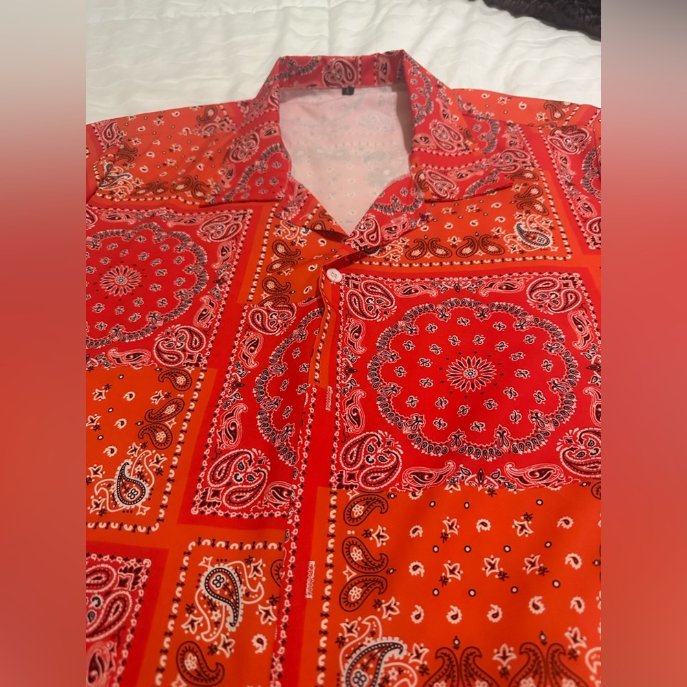 Shein bandana button up